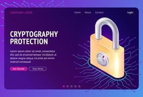 Cryptography protection, web isometric concept vector