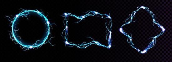 Lightning frames electric blue thunderbolt borders vector