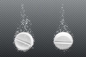 Effervescent soluble tablet with bubbles in water vector