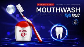 Mouthwash night repair advertising poster vector