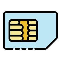 Phone sim card icon color outline vector