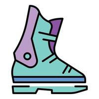 Ski boot icon color outline vector