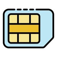 vector de contorno de color de icono de tarjeta mini sim