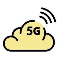 5G cloud icon color outline vector