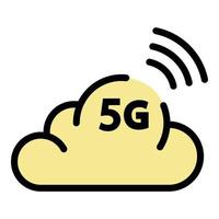 vector de contorno de color de icono de nube 5g