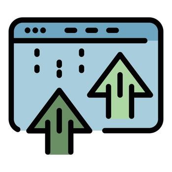 vector de contorno de color de icono de flechas de ventana de software