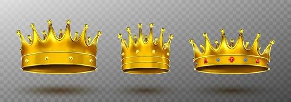 coronas de oro para el símbolo de la monarquía rey o reina vector