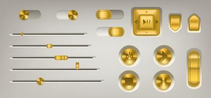 Music control panel with golden buttons and knobs vector