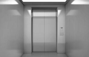 Empty elevator cabin with closed steel doors vector