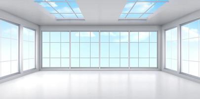 Empty office room interior with windows on ceiling vector