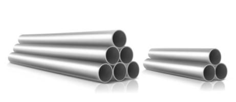 Stack of steel pipes isolated on white background vector