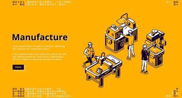 Manufacture isometric landing page, web banner vector
