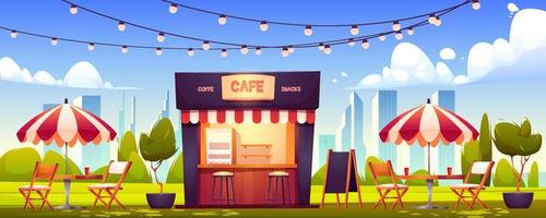 Outdoor cafe, summer booth in park, street food vector