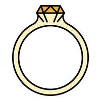 vector de contorno de color de icono de anillo esmeralda