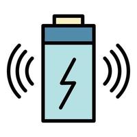Wireless battery charging icon color outline vector
