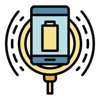 Wireless charging in action icon color outline vector