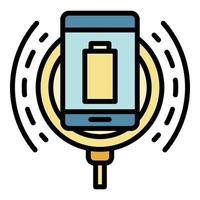 Wireless charging in action icon color outline vector