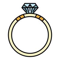 Diamond ring icon color outline vector