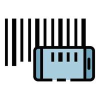 Smartphone barcode reading icon color outline vector