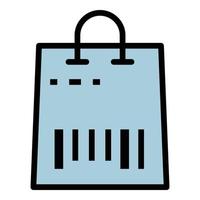 Barcode on the bag icon color outline vector