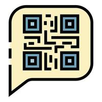 QR code in chat bubble icon color outline vector