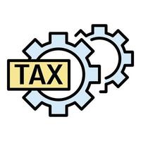 Tax gear icon color outline vector