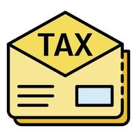 Tax letter envelope icon color outline vector