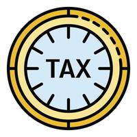 Tax clock icon color outline vector