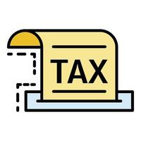 Tax check paper icon color outline vector