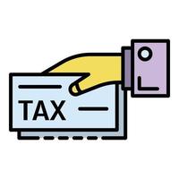 Hand give tax info icon color outline vector