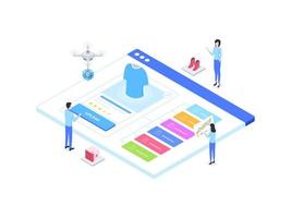 E-Commerce Catalog Upload Isometric Illustration. Suitable for Mobile App, Website, Banner, Diagrams, Infographics, and Other Graphic Assets. vector