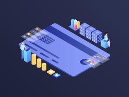 Business finance Isometric Illustration Dark Gradient. Suitable for Mobile App, Website, Banner, Diagrams, Infographics, and Other Graphic Assets. vector