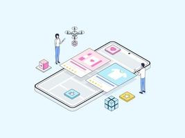 E-Commerce Rating Isometric Illustration Lineal Color. Suitable for Mobile App, Website, Banner, Diagrams, Infographics, and Other Graphic Assets. vector