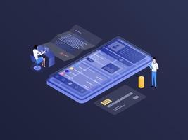 Insurance Isometric Dark Gradient Illustration. Suitable for Mobile App, Website, Banner, Diagrams, Infographics, and Other Graphic Assets. vector