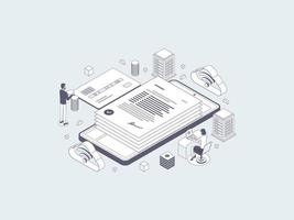 Online Loan Isometric Illustration Lineal Gray. Suitable for Mobile App, Website, Banner, Diagrams, Infographics, and Other Graphic Assets. vector