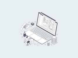 Online Tax Isometric Illustration Lineal Gray. Suitable for Mobile App, Website, Banner, Diagrams, Infographics, and Other Graphic Assets. vector