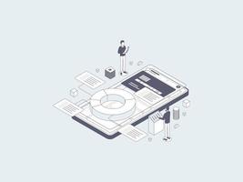 Financial Planning Isometric Illustration Lineal Gray. Suitable for Mobile App, Website, Banner, Diagrams, Infographics, and Other Graphic Assets. vector