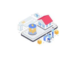 Family Investment Isometric Flat Illustration. Suitable for Mobile App, Website, Banner, Diagrams, Infographics, and Other Graphic Assets. vector