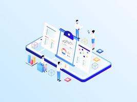 Business Plan Isometric Illustration Light Gradient. Suitable for Mobile App, Website, Banner, Diagrams, Infographics, and Other Graphic Assets. vector
