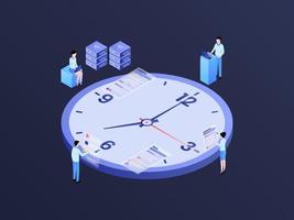 Business Time Management Isometric Illustration Dark Gradient. Suitable for Mobile App, Website, Banner, Diagrams, Infographics, and Other Graphic Assets. vector