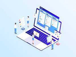 Business Workflow Isometric Illustration Light Gradient. Suitable for Mobile App, Website, Banner, Diagrams, Infographics, and Other Graphic Assets. vector