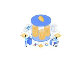 Money Saving Isometric Flat Illustration. Suitable for Mobile App, Website, Banner, Diagrams, Infographics, and Other Graphic Assets. vector