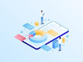 Financial Planning Isometric Light Gradient Illustration. Suitable for Mobile App, Website, Banner, Diagrams, Infographics, and Other Graphic Assets. vector