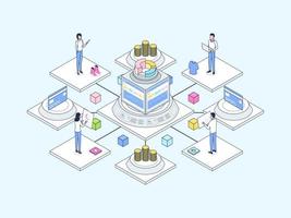 E-Commerce Integrated Accounting Isometric Illustration Lineal Color. Suitable for Mobile App, Website, Banner, Diagrams, Infographics, and Other Graphic Assets. vector