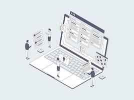 Business Workflow Isometric Illustration Lineal Grey. Suitable for Mobile App, Website, Banner, Diagrams, Infographics, and Other Graphic Assets. vector