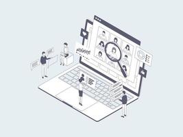 Market Research Isometric Illustration Lineal Grey. Suitable for Mobile App, Website, Banner, Diagrams, Infographics, and Other Graphic Assets. vector