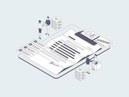 Business Contract Isometric Illustration Lineal Grey. Suitable for Mobile App, Website, Banner, Diagrams, Infographics, and Other Graphic Assets. vector