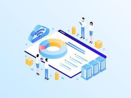 Accounting Seminar Isometric Light Gradient Illustration. Suitable for Mobile App, Website, Banner, Diagrams, Infographics, and Other Graphic Assets. vector