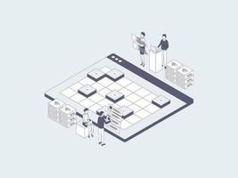 Business event schedule Isometric Illustration Lineal Grey. Suitable for Mobile App, Website, Banner, Diagrams, Infographics, and Other Graphic Assets. vector