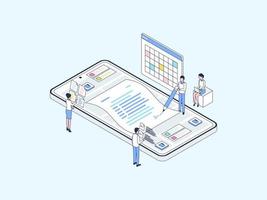 Business Contract Isometric Illustration Lineal Color. Suitable for Mobile App, Website, Banner, Diagrams, Infographics, and Other Graphic Assets. vector